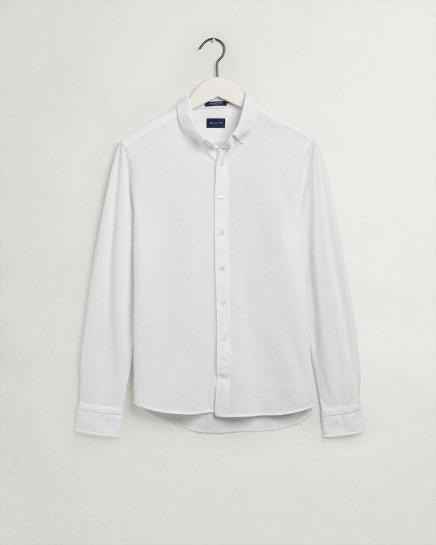 Gant Skjorte Udsalg - Fit Tech Prep™ Piqué Herre Hvide